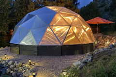 Deb Giorno's 22' Growing Dome in Salida, - night lights
