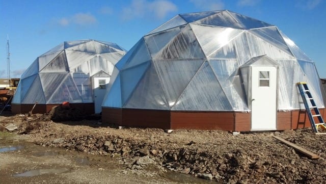 two growing dome greenhouses in alaska
