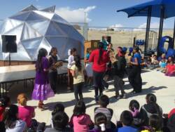 National Environmental Education Foundation Partners celebrating their growing dome greenhouse kit