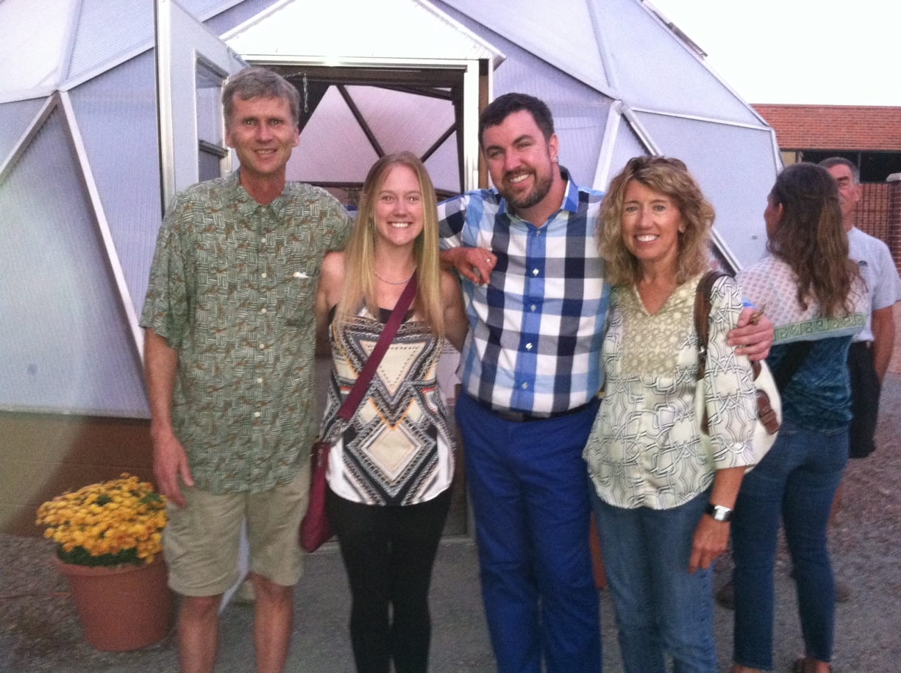 People pictured in front of a growing dome, Community Garden Grant for Growing Dome in Littleton Colorado
