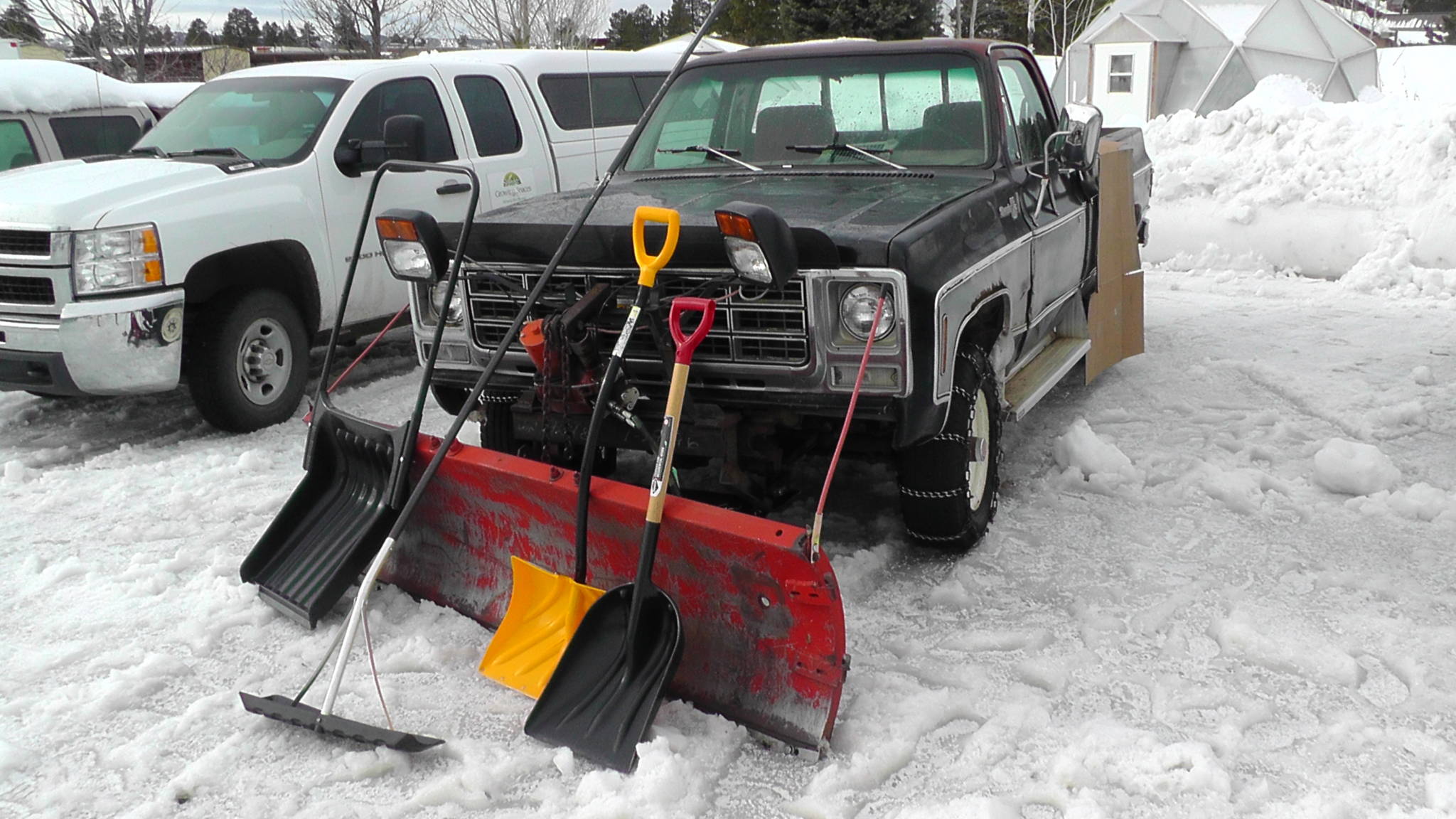 winter gardening 2017 a truck with shovels in front of it 
