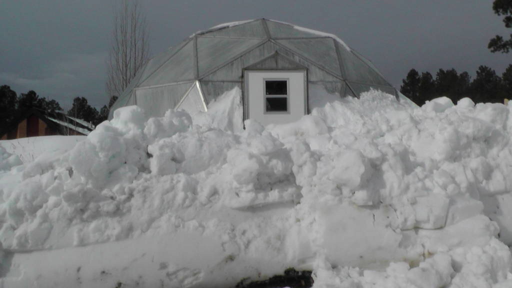 snow garden a growing dome greenhouse  covered in snow in january 2017