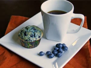 blueberry muffin with coffee