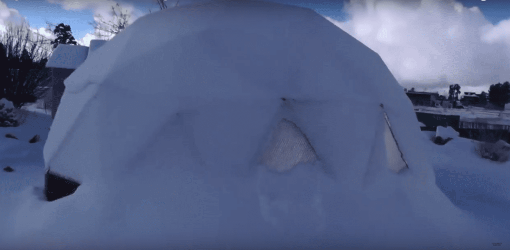 22' growing dome covered in snow