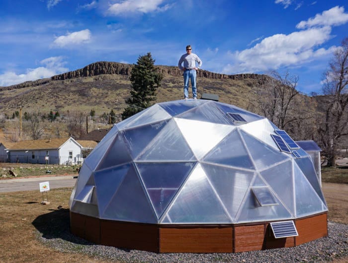 Lem Tingley at GoFarm 26-foot Geodesic Dome Greenhouse in Golden, Colorado