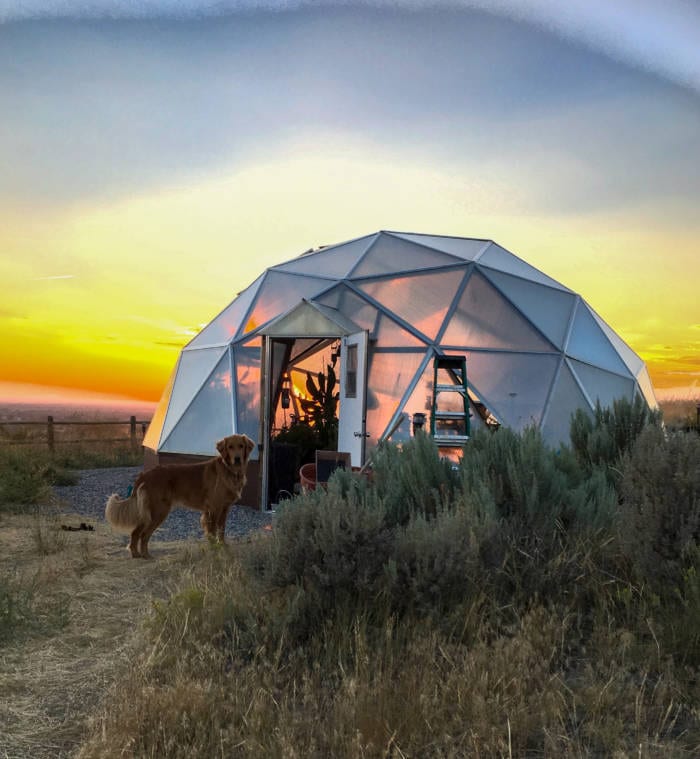 22' Growing Dome Greenhouse at Sunset
