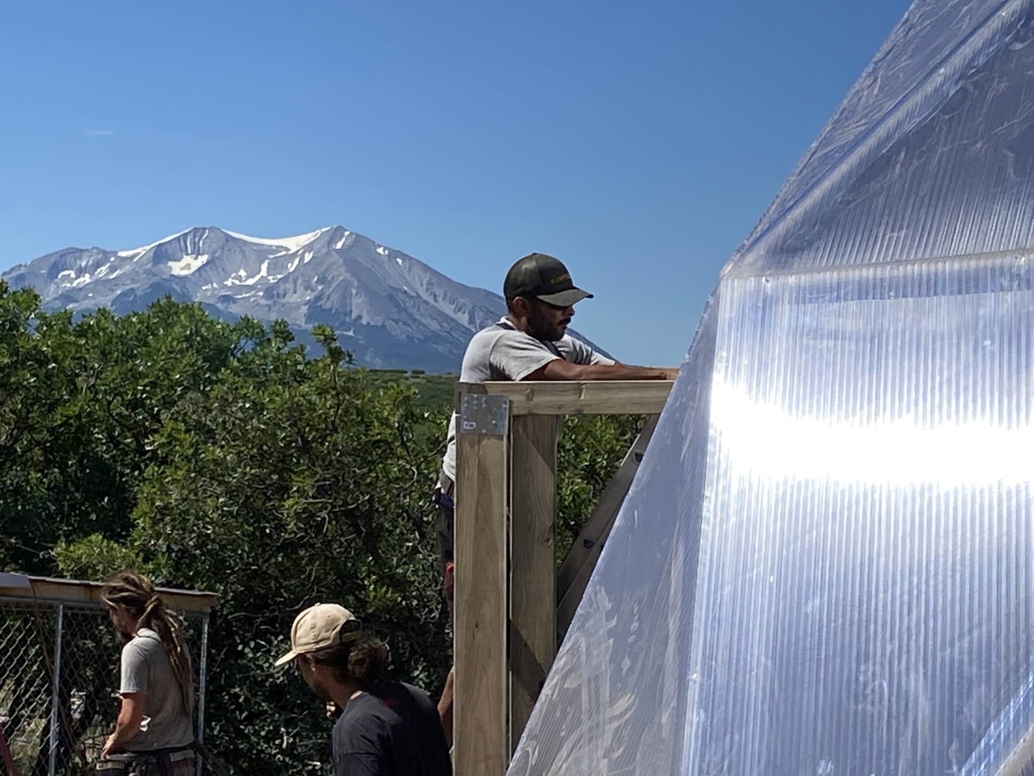 New 33' Growing Dome being built in Carbondale, with view of Mt. Sopris