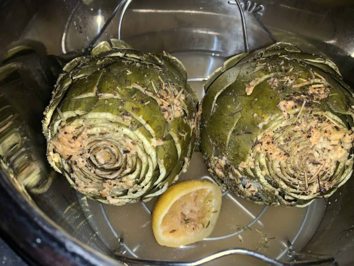 instapot artichoke with sauce