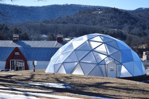 Eliada's 42' Dome Greenhouse also known as The Beacon on the Hillside
