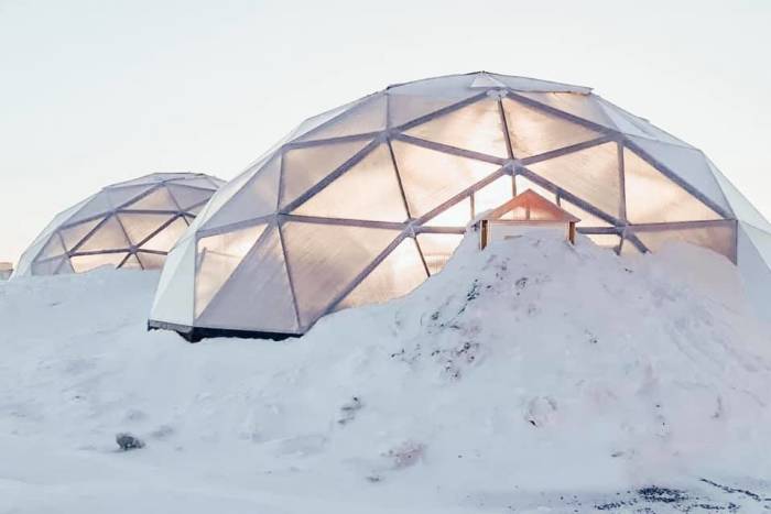 Greenhouses buried in snow