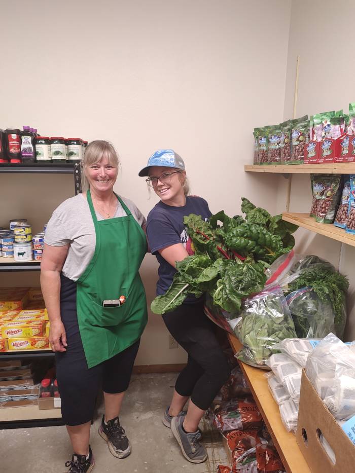 dropping off fresh chard and kale to our food bank