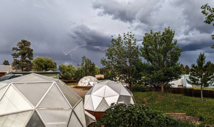 hail proof greenhouses in a storm