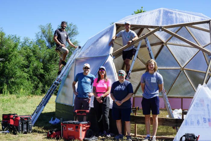 The Valor Point and Growing Spaces team is installing their 26' Growing Dome Greenhouse in Lakewood. Colorado - August 2023