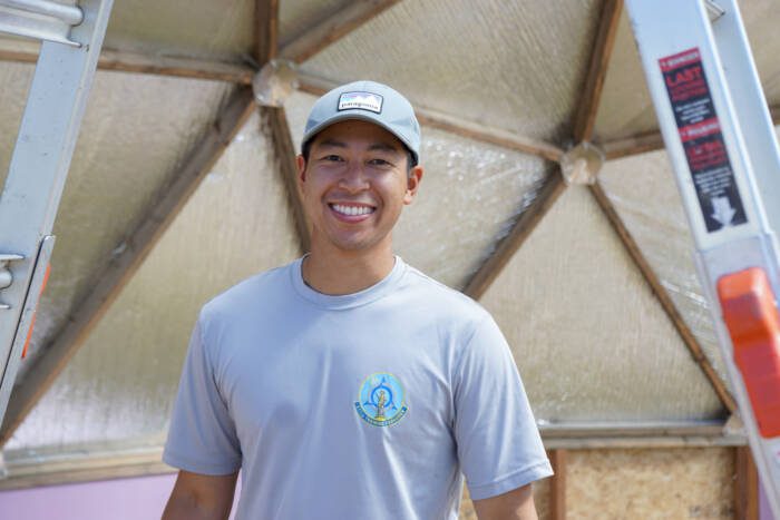 Hieu working on the dome