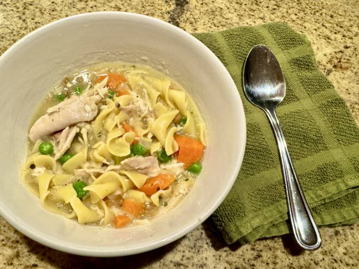 Completed Leftover Turkey Soup - sub chicken with extra noodles