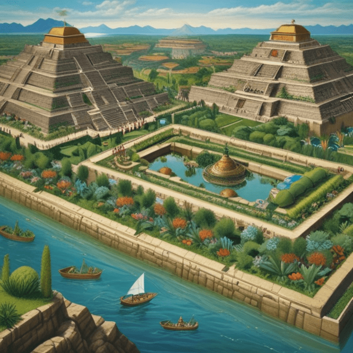 AI Generated image of the ancient Aztec city of Tenochtitlan