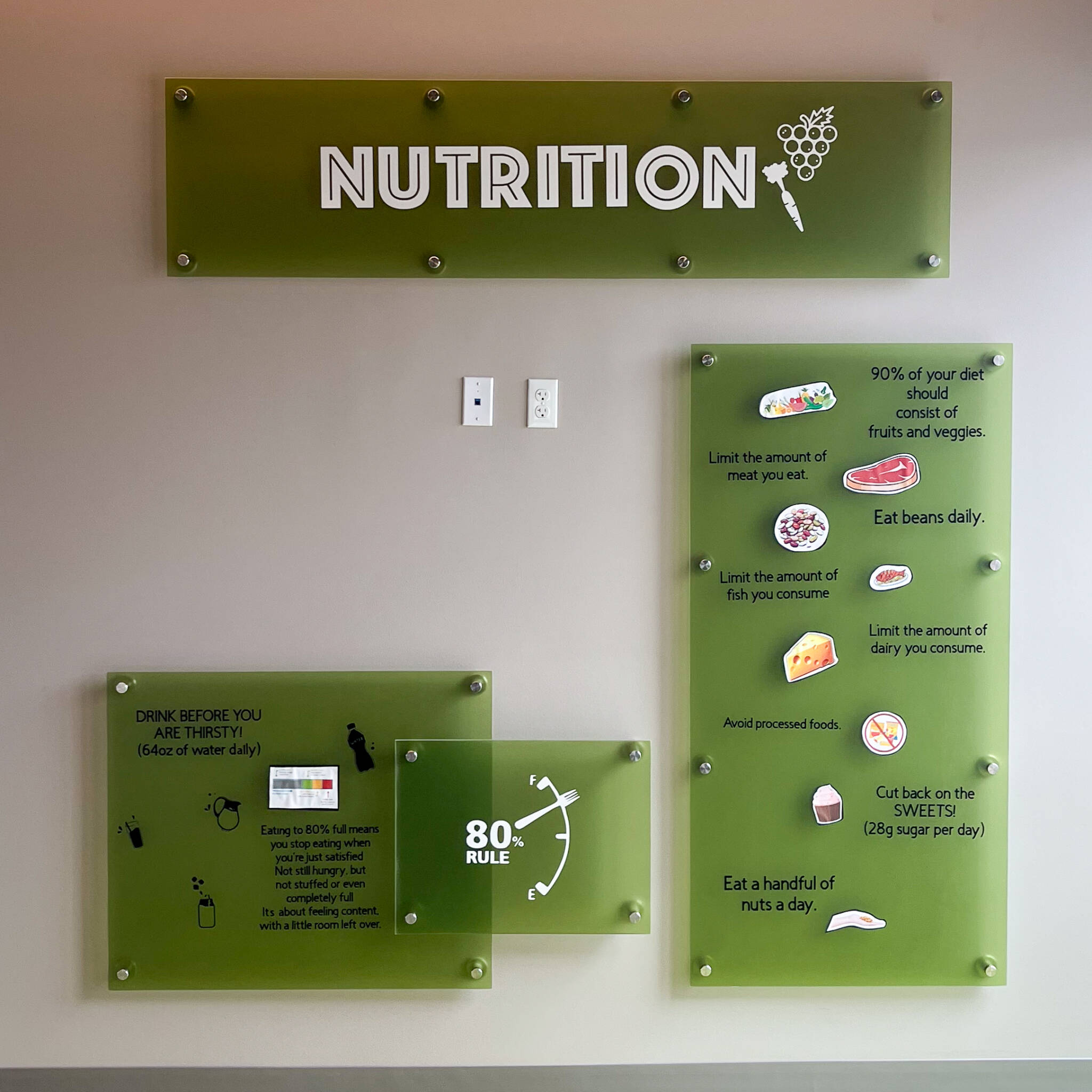 Signage explaining the importance of nutrition at the wellness center