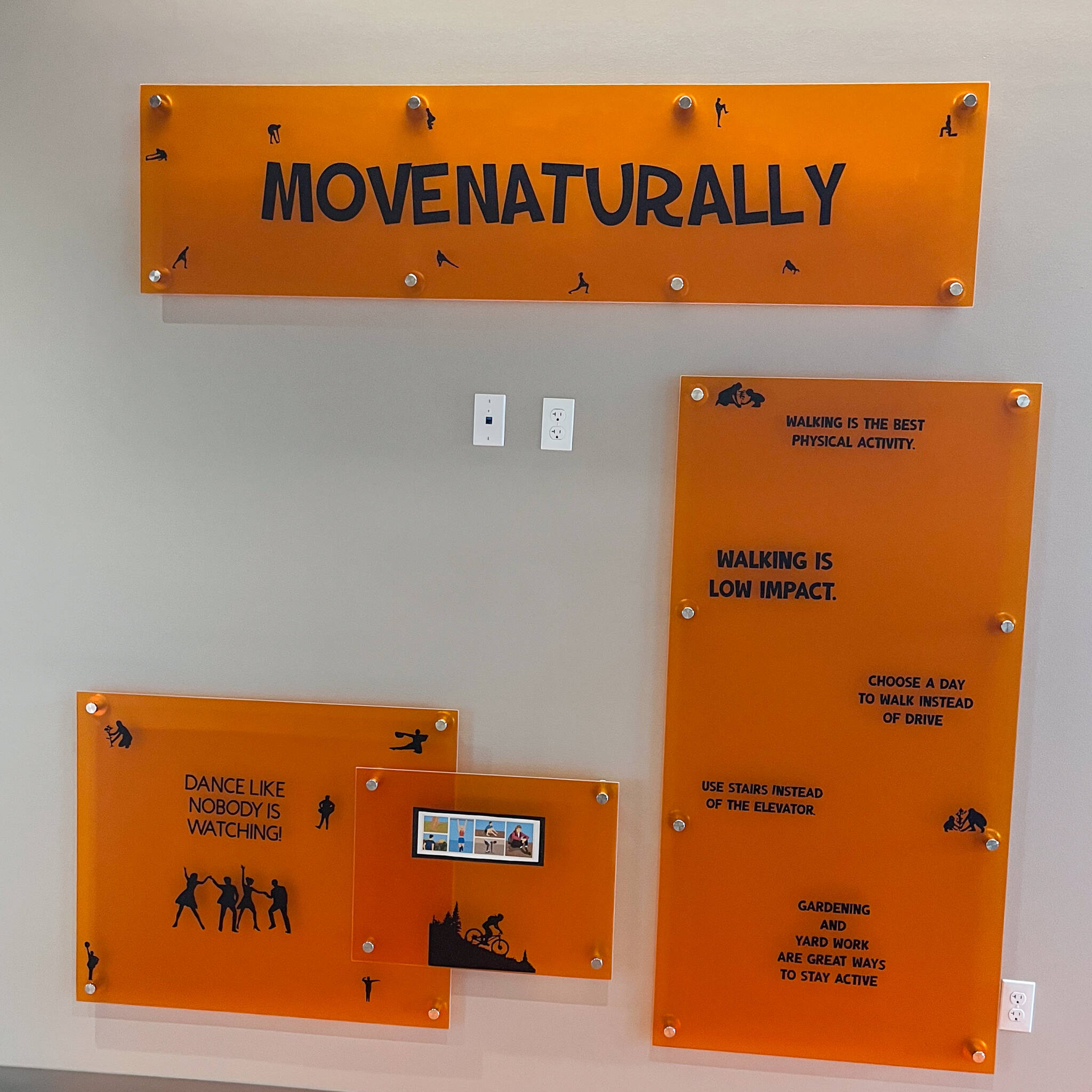 Signage explaining how to move naturally at the wellness center